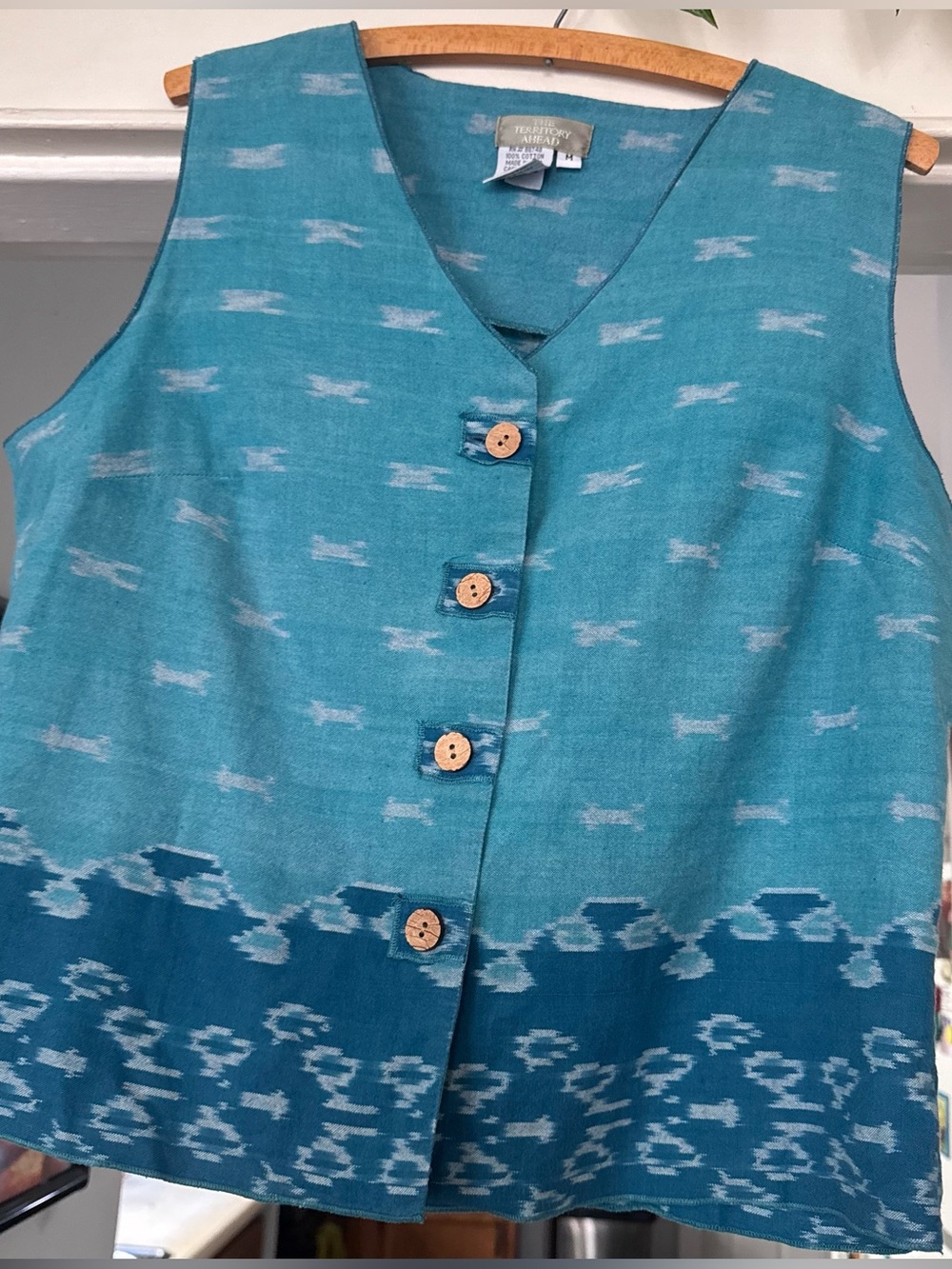 Territory Ahead vintage blue Boho Vest southwest nautical size medium Vtg